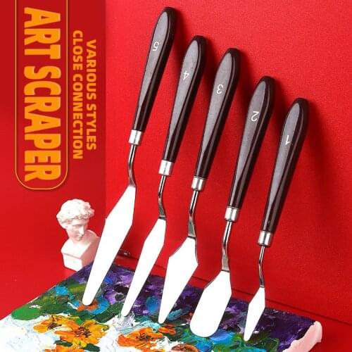 Oil Painting spatula pigment Palette knife professional stainless steel kit art mixing spatula paint Spatula 5 pieces oil painti