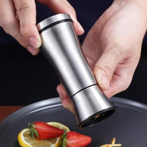 HGHO Salt and Pepper Shakers Stainless Steel Salt and Pepper Grinders Refillable Pepper Grinder Pepper Mill 2 Pieces