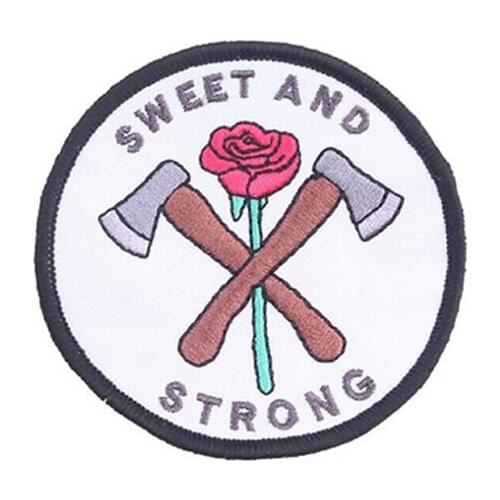 SWEET AND STRONG Patches Iron On Embroidered Patch For Clothing Stick On Paste For Clothes