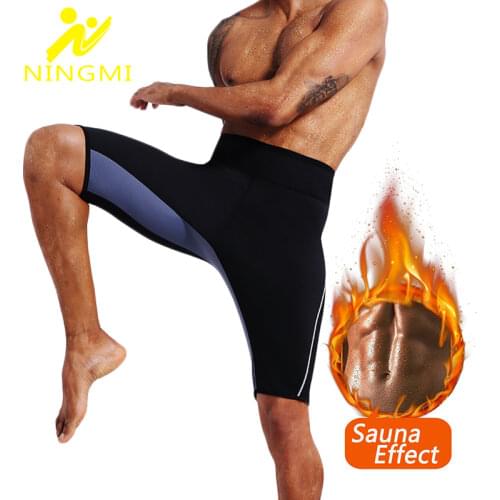 NINGMI Mens Sport Legging Neoprene Sauna Waist Trainer Belt Slimming Pant Short Control Panties Body Shaper Corset Fitness Tight
