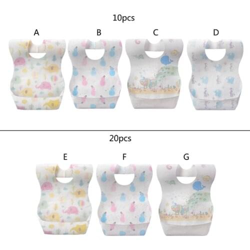10/20 Pcs Portable Baby Children Disposable Bibs Non-woven Saliva Towel Infants Waterproof Feeding Bib Pockets for Home Travel