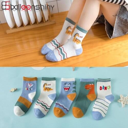 Balleenshiny 5pairs Childrens Socks Cartoon Boys Girls Tube Socks Baby Cotton Socks Infant Toddler Floor Sock Baby Accessories