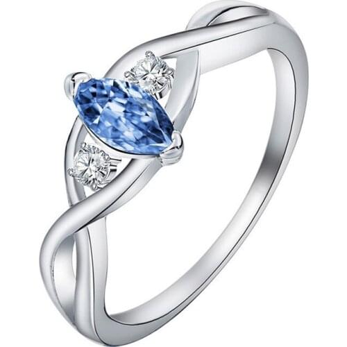New Hot Selling Temperament Sea Blue Water Droplets Inlaid Ladies Engagement Ring Whole Sale Rings Jewelry
