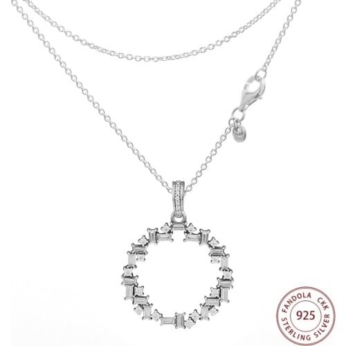 Shards of Sparkling Necklace 925 Sterling Silver Clear CZ Necklaces Pendants Fashion Jewelry Accesorios Mujer 45CM