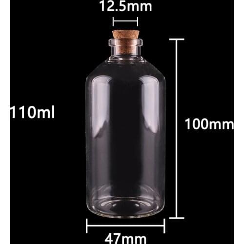 New 24pcs 110ml Size 40*100*12.5mm Transparent Glass Bottles with Cork Stopper Empty Spice Bottles Jars Gift Crafts Vials