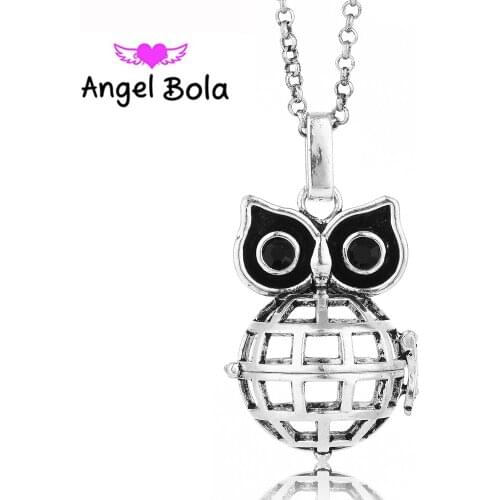 Pryme Angel Bola 25PCS/Wholesale Hot Selling 22.5mm Owl Shape Cage Necklaces Pendants Sound Angel Music Ball DIY Jewelry L025