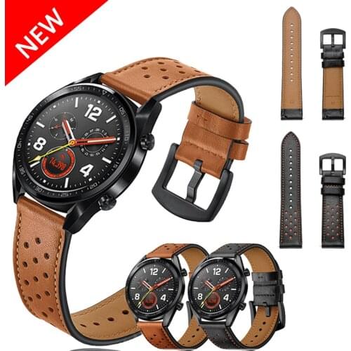 22mm Watch Strap for Samsung Galaxy Watch 3 45mm Belt Gear S3/Amazfit Pace Genuine Leather Bracelet Huawei GT 2-2e-pro 46mm Band