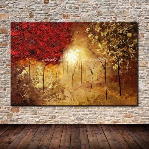 Mintura Hand Painted Abstract Landscape Oil Painting On Canvas Modern Knife Tree Picture For Living Room Home Decor Wedding Gift