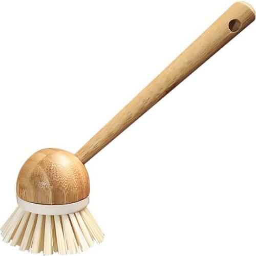 Natural Bamboo Long Handle Cleaning Brushes Pot Dish Bowl Brush Kitchen Washing Brush Home Cleaning Tools
