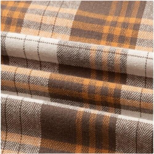 Width 57'' Fashion Simple Comfortable Pure Cotton Plaid Frosted Fabric By The Half Yard For Shirt Skirt Pants Material