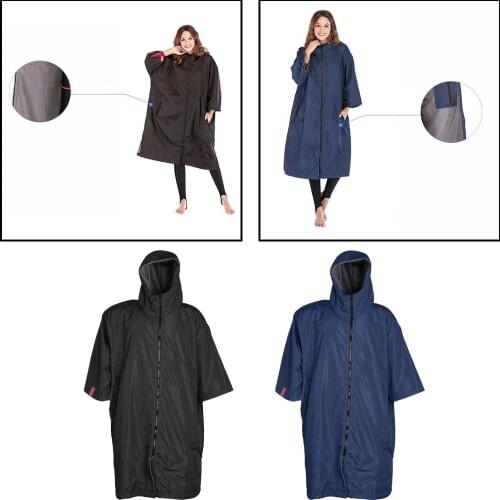Changing Robe Jacket Cloak Windbreaker Fleece Lining Winter Coat Outwear Women Men Hiking Camping Diving Wearable Towel Bathrobe