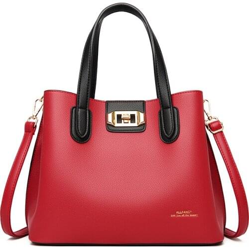 Pockets Large Capacity Casual Totes Bag Soft Leather Shoulder Bags for Women 2020 Fashion Female Contrast Color Crossbody Bag