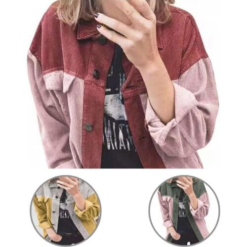 All-Matched Stylish Flap Pockets Loose Shirt Coat Comfy Autumn Coat Turn-down Collar for Daily Wear