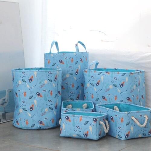 Waterproof Laundry Hamper Dirty Cloth Basket Printing Washing Bag Storage Organizer Save Space Bathroom Kids Toy Storage Bin