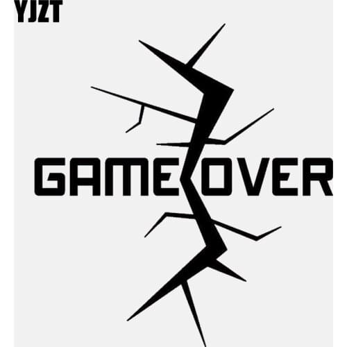 YJZT 11.5CM*12.4CM Video Game Over Crack Gamer Decal Vinyl Black/Silver Car Sticker C22-0375