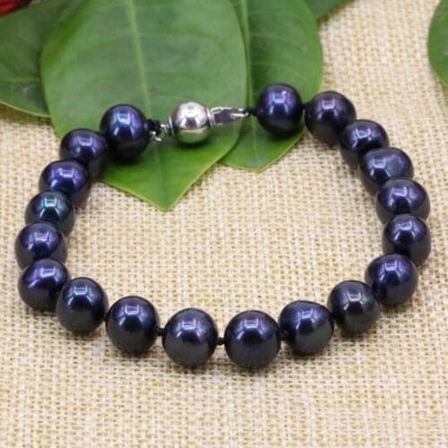 3 type 8-9mm natural white black freshwater cultured pearl beads bangle bracelet for women vintage elegant jewelry 7.5inch B3175