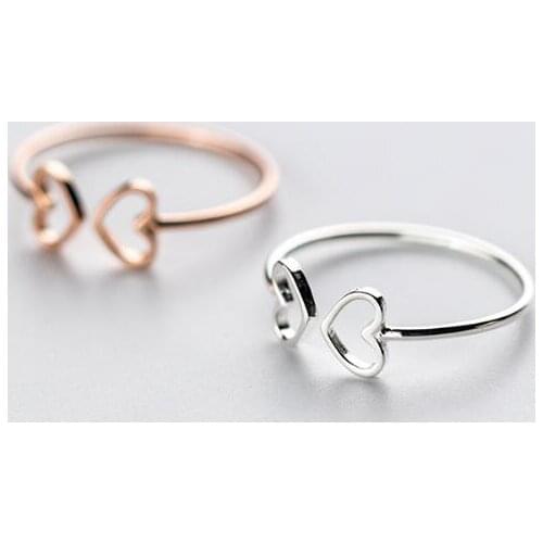 SMALL RING Size5.25-size6.5 REAL.925 Sterling Silver fINE jEWELRY Open Heart Love Ring Ladys GTLJ1352