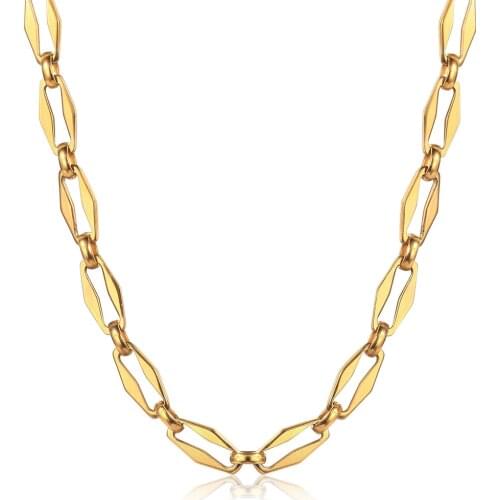 Gold Vintage Rhombus Chain Choker Necklace For Women Girl Stainless Steel Link Chain Chic Jewelry Dropshipping 14/16inch DDN291
