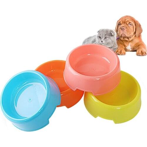 1pc Pet Candy Color Dog Bowl Plastic Round Smooth Arc Shape Cat and Dog Food Bowl Easy To Clean Dual Purpose Bowl Pet Supplies