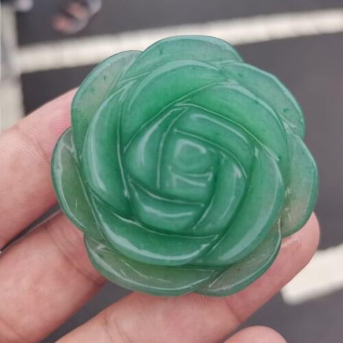 100% Natural Green DONGLING Pink crystal Jades 3D Carved Rose Flower Pendant Gift for Fine Jades Stone crystals Decorative