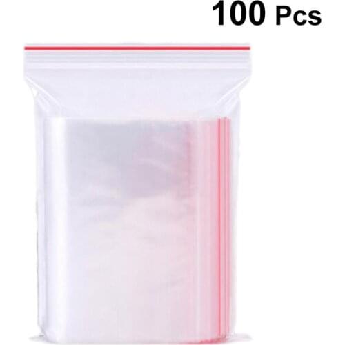 100pcs Sealing Bags Zipper Poly Clear Resealable Transparent Storage Bags Dispenser Transparent Ziplock Bag Kitchen Supplies