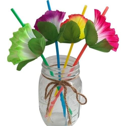 20Pcs Flower Flexible Bendable Drinking Straws Decorative Disposable Straws Party Table Decor for Wedding Birthday Christmas