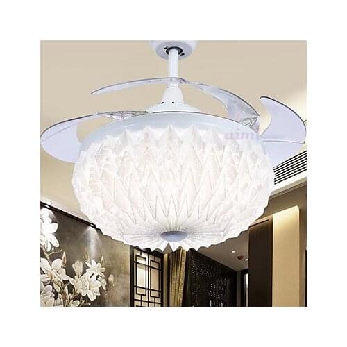 2019 42 Inch 107cm Invisible Ceiling Fan Modern/Contemporary White Feature for LED Metal Bedroom Dining Room Study Room/Office