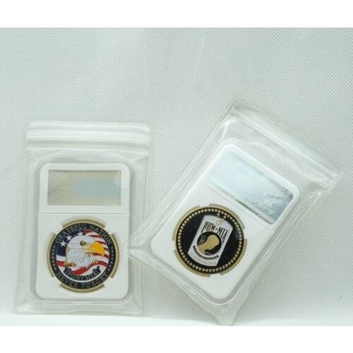5pcs/lot American Remember Eagle Souvenir Gold Plated Coin Collection Challenge Medal Coin with PCCB case
