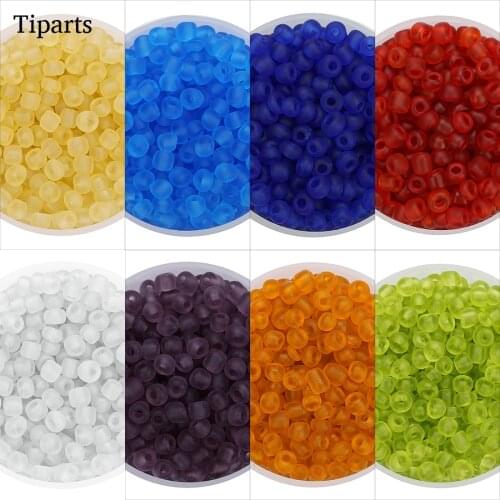 750pcs/pack Candy Colors Frosted Glass Seed Beads 4mm Bulk Handmade Beads Glass for DIY Women Jewelry Findings