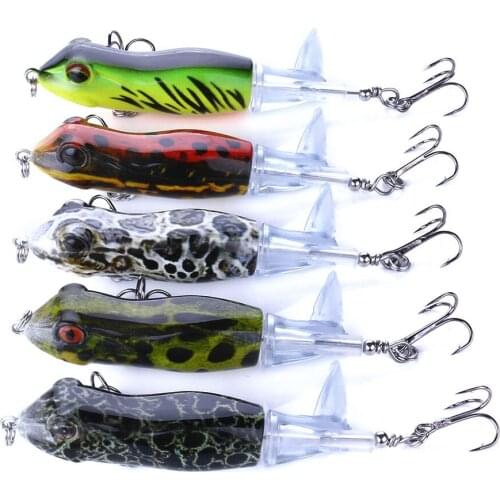 9.5cm 11g Topwater Frog Whopper Plopper Fishing Lures Hard Artificial Bait with Rotating Soft Tail Pike Fishing Tackle Lure