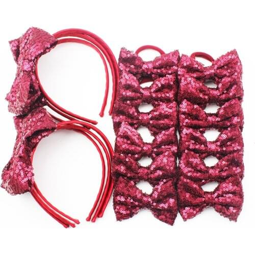 Burgundy Baby Girl Headbands with Bows,Toddler Headbands, Sequin Glitter Sparkle Baby Hair Bow,Children Cute Hair Band 18