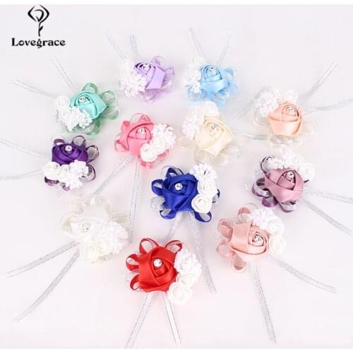 Lovegrace Wrist Corsage Bracelet Bridesmaid Hand Flowers Party Bridal Prom Wedding Accessories Supplies (3 Inches In Diameter)