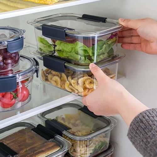 Household Microwave Lunch Box PP Storage Organizer Square Sealed Transparent Kitchen Storage Container Creative Fruit Boxes