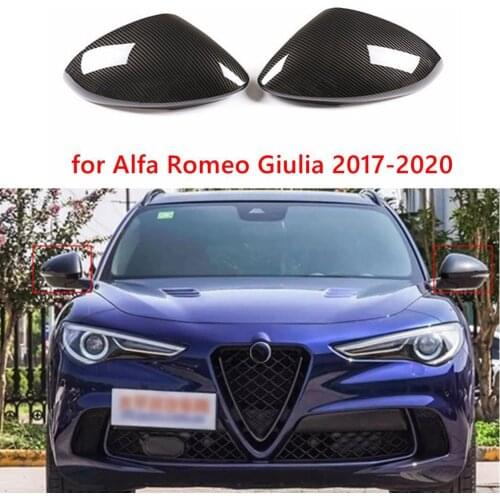 Carbon Fiber Style ABS Side Rearview Mirror Cover Caps for Alfa Romeo Giulia 2017-2020
