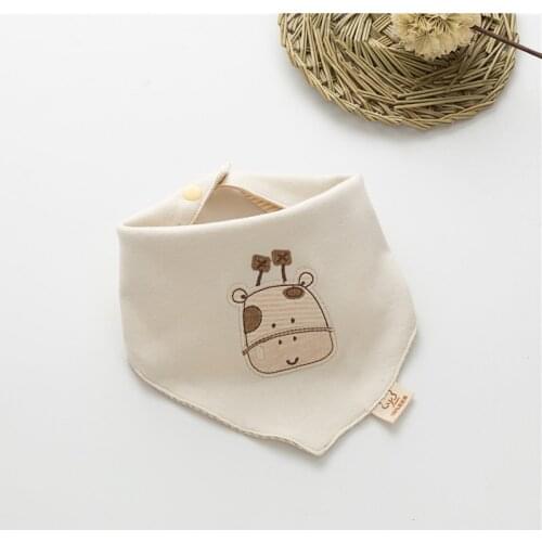 Baby Saliva Towel Organic Colored Cotton Triangle Scarf Baby Pure Cotton Bib Children Cartoon Eating Bib