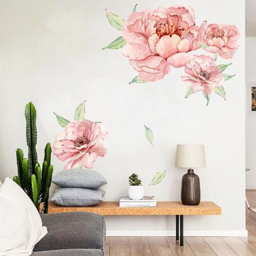 Fantastic Peony Flowers Wall Stickers For Bedroom Living Room Decor Pastoral Wall Mural Art Diy Home Decals