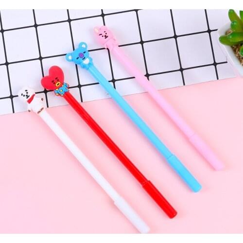 50PCS Creative Cartoon Figures Gel Pen Cute Students Exam Black Gel Pen Learning Office Supplies Signing Pen Stationery