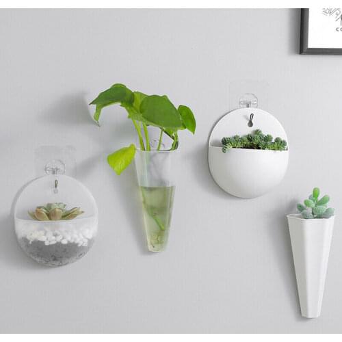 Plant Pot Indoor Plastic Planter Wall Hanging Flowers Cover Round Modern Art DIY Decorative