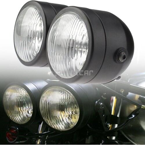 H4 12V 35W Hi/Low Beam Motorcycle Dominator Twin Headlight Double Dual Front Lamp Clear Lense for Suzuki Harley Yamaha Kawasaki