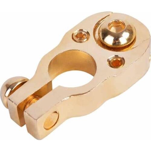 Battery Terminal Pure Brass 15.9 17.5 for Car Truck Bolt Positive and Negatice Pole Brass 24K Gold Car Audio Modified Connector