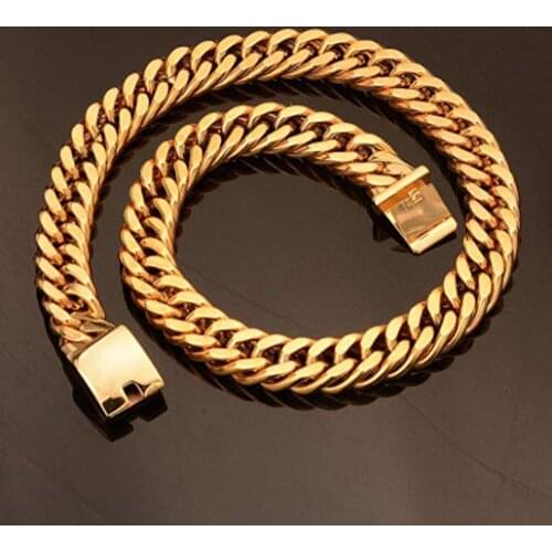 Cool New Gold Tone Stainless Steel Heavy Curb Cuban Link Chain Necklace Or Bracelet Mens Jewelry 7-40" 17MM Wide Christmas Gift