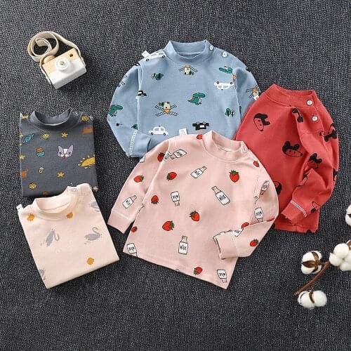 Summer Baby Boys Clothes Boys Girls Cartoon T Shirts Long Sleeve Cotton T Shirts Children Printed Tops Tees Kids Clothing 18M-5T