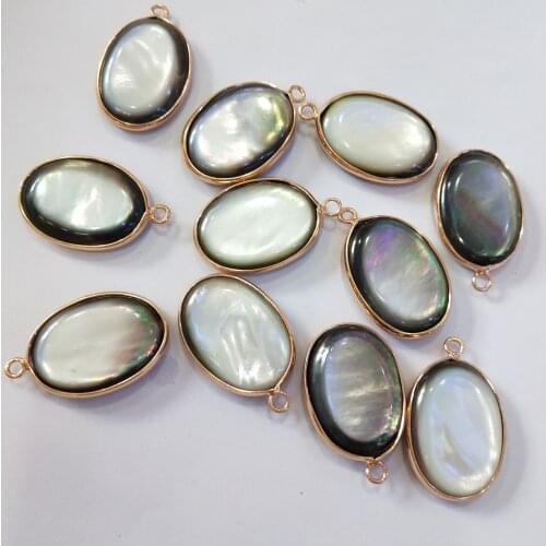 Hot Selling Natural Shell Exquisite Oval Black Shell Pendant Making DIY Fashion Necklace Earrings Jewelry Gift Accessories