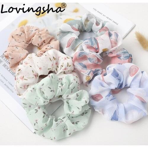 LOVINGSHA Floarl Hair Accessories For Girl Brand Women Hair Tie Lady Scrunchies Female Ponytail Hair Holder Rope FC120