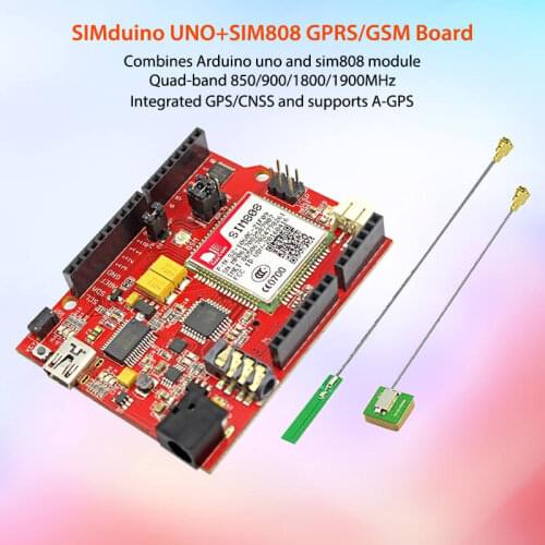 Elecrow Simduino for Arduino UNO and SIM808 Module 2 in 1 DIY Projects GPRS/GSM Development Board Specially Battery Interface
