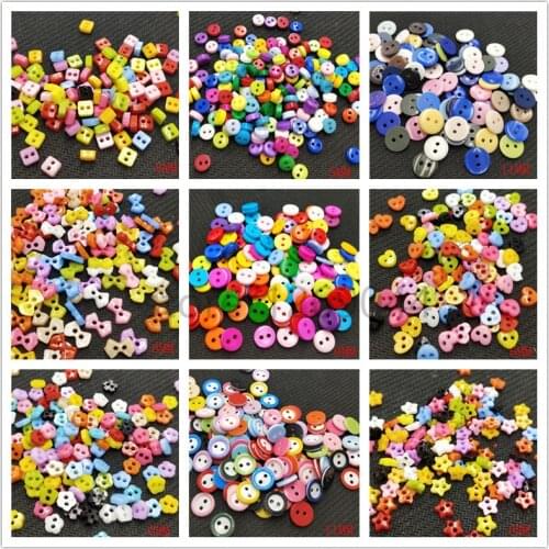 100pcs Colorful 100pcs Mixed 2 Hole Resin Cute Supper Mini Buttons Sewing Round Decor Card Making DIY Lovely Home Decor Tools