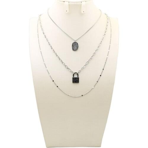 Retro temperament new geometric pendant necklace with simple lock multi - layer necklace with versatile