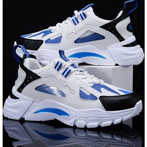 Fashionable Mens Casual Shoes Stitching Design Non-slip Thick-soled Sports Shoes Breathable Mesh Outdoor Mens Sports Shoes