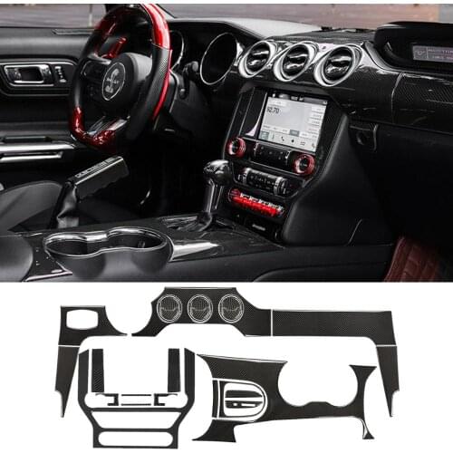 For Ford Mustang 2015 2016 2017 2018 2019 2020 2021 Car Inner Real Carbon Fiber Decoration Stickers Kit Car Interior Accessories