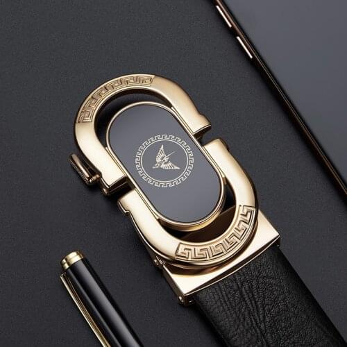 Genuine leather mens simple belt fashion designer business new belt automatic buckle